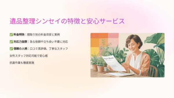 岡山遺品整理シンセイの料金相場と口コミ｜女性スタッフ対応や抗菌作業も安心