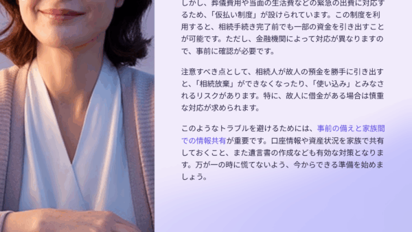 【相続基礎講座12】葬儀費用や生活費は凍結口座から引き出せる？