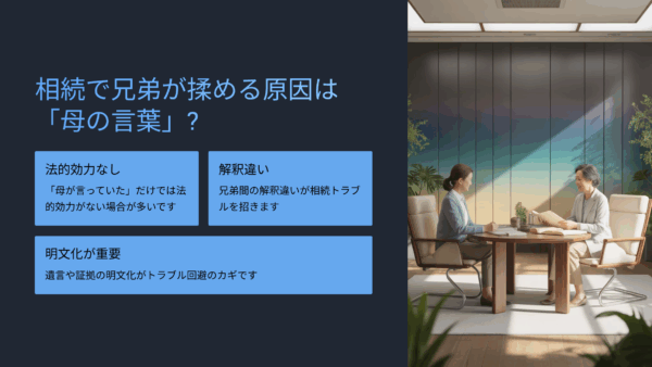 相続で兄弟が揉める原因は「母の言葉」？誤解・解釈違いの対処法まとめ