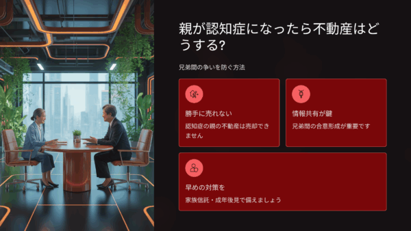 親が認知症になったら不動産はどうする？兄弟間の争いを防ぐ方法とは