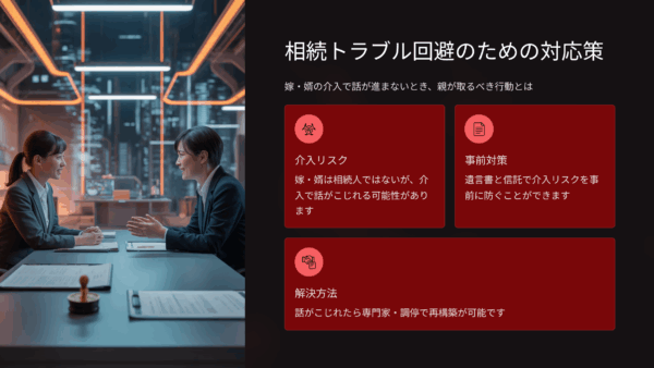 相続トラブル！嫁・婿の介入で話が進まないとき親が取るべき対応とは