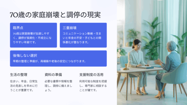 70歳の家庭崩壊と調停の現実|経験者の口コミ・評判・レビューから見えた“後悔しない選択”とは