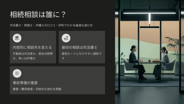相続相談は誰に？司法書士・税理士・弁護士の口コミ・評判・レビューでわかる最適な選び方