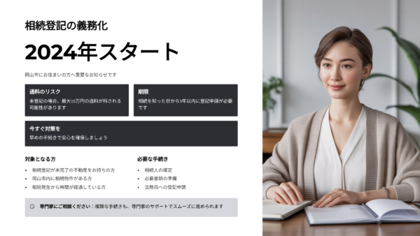【2024年義務化】岡山市で相続登記をしていない方へ|過料10万円のリスクと今すぐやるべき対策