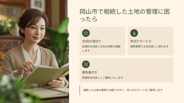 岡山市で相続した土地の管理に困ったら|月1回の見回り・草刈り・報告書付きサービス比較